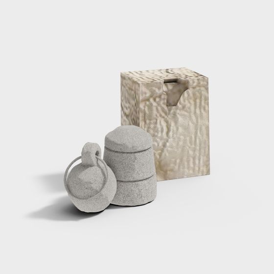 Stylish Stone Container 3D Model for Creative Projects