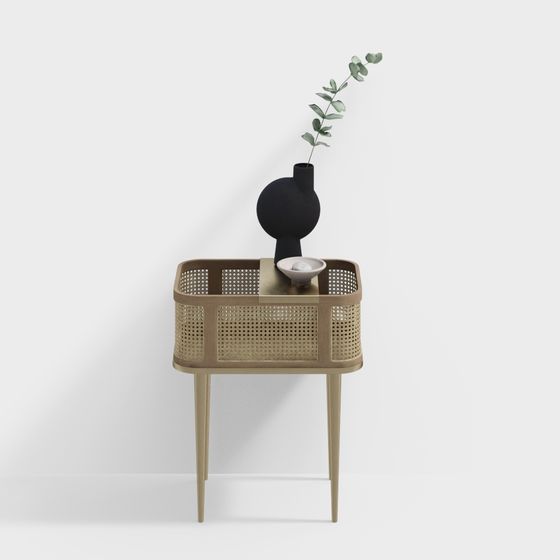 Elegant Rattan Side Table 3D model for Creative Projects