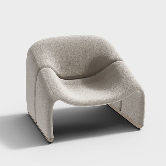 Elegant Curved 3D Armchair Model