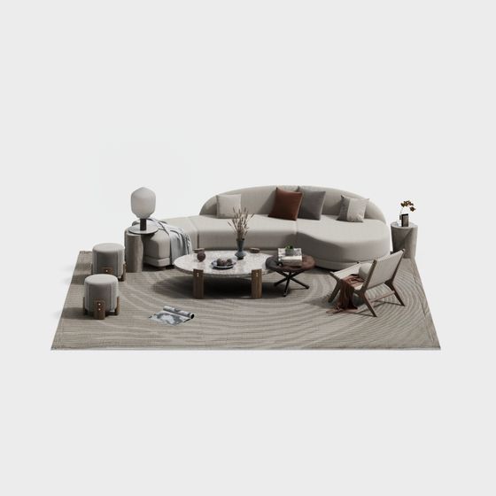 Stylish Urban Living Room 3D model