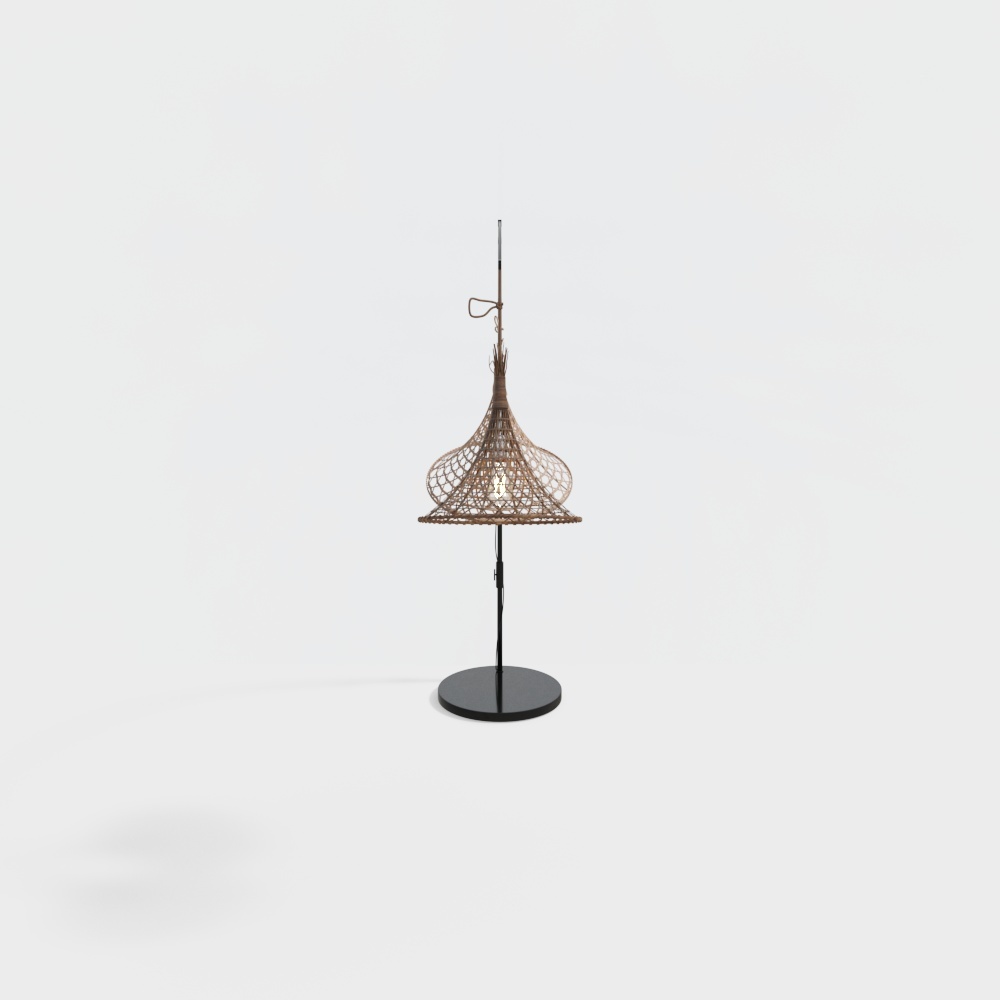 Rattan Pendant Lamp 3D Model – Woven Rustic Lighting
