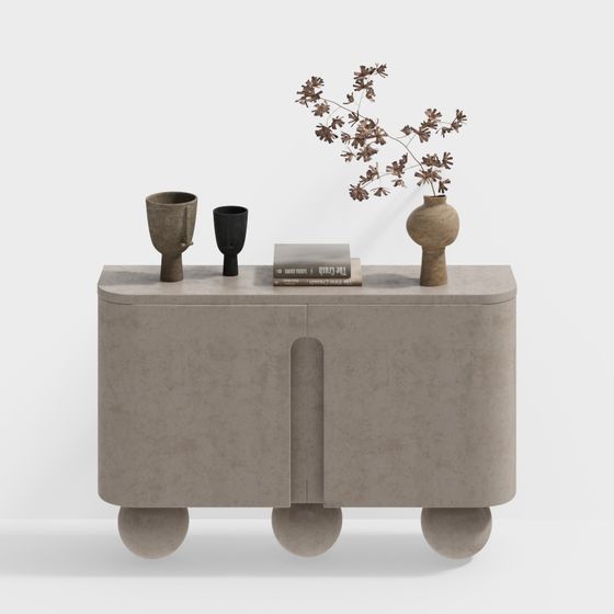 Concrete Side Cabinet 3D model