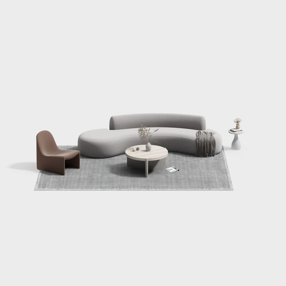 Streamlined Sofa 3D model for Contemporary Design