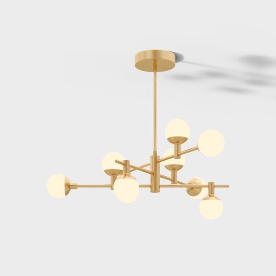 Golden Sphere Chandelier 3D model