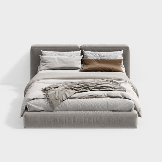 Stylish Low-Polygon 3D Bed Model for Contemporary Spaces