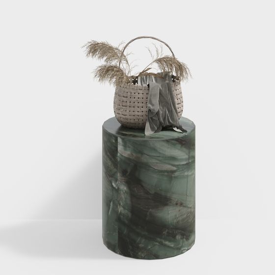 Forest Green Marble Round Table 3D model