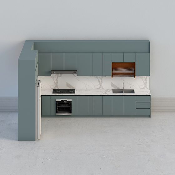 Modern Low-Poly Kitchen 3D model Design