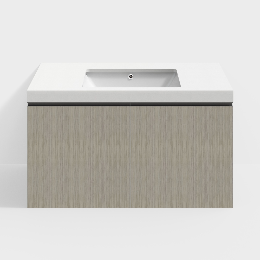 Single basin of bathroom cabinet under the countertop