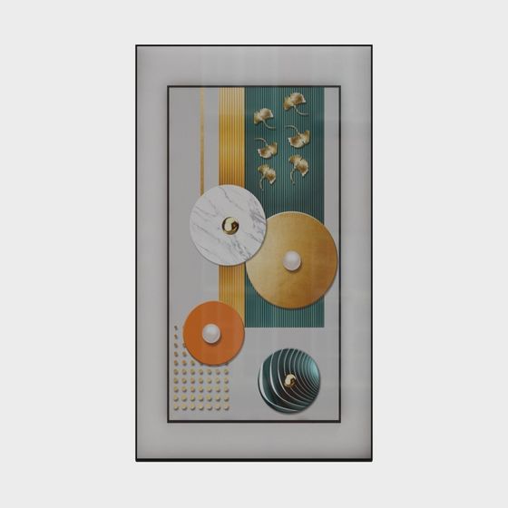 Stylish Abstract Art Frame 3D model for Modern Design