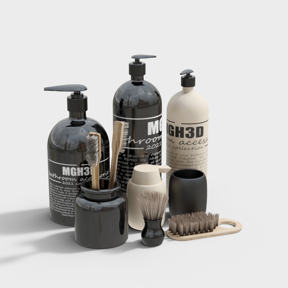 MGH3D Modern Bathroom Accessories – Black, White & Wood