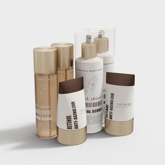 Luxury Minimalist Skincare Product Set 3D model