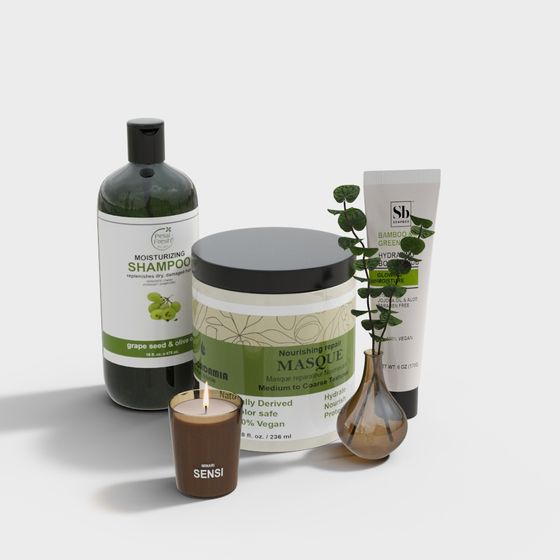 Green Care Set 3D Model for Beauty and Wellness