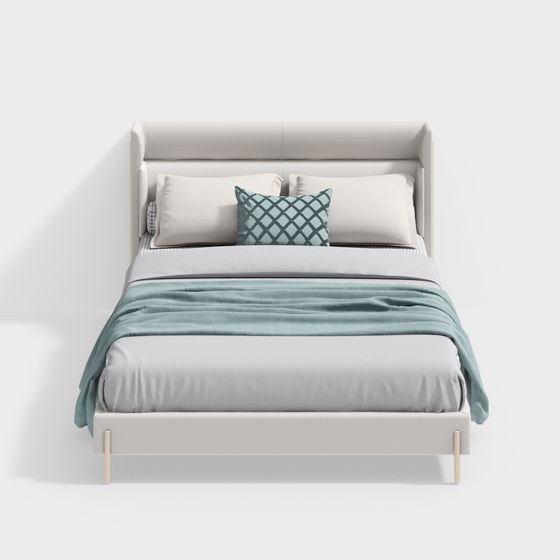 Elegant Minimalist Bed 3D model for Modern Interiors
