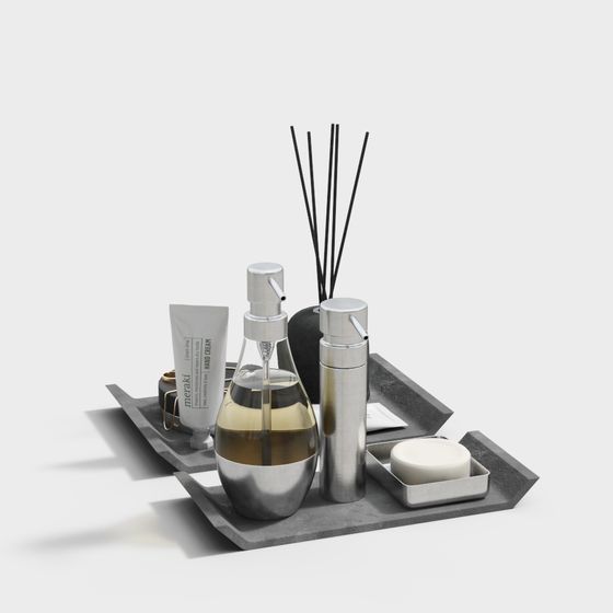 Elegant Bathroom Accessories 3D Model