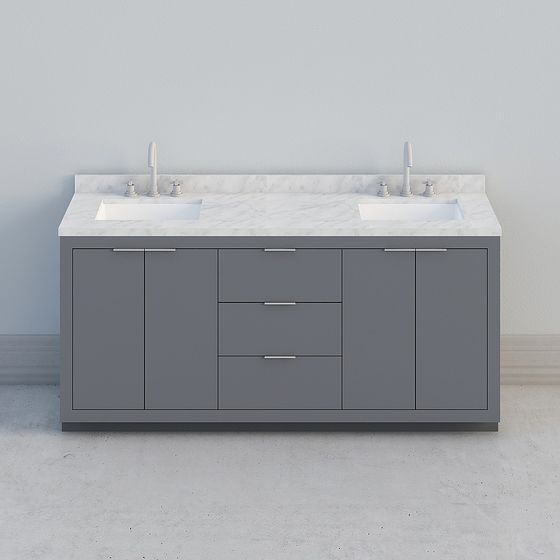 Stylish Double Sink Bathroom Vanity 3D model