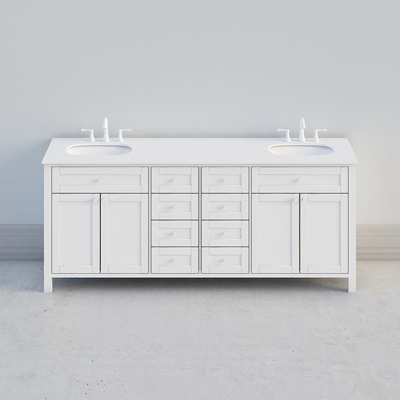 Modern Minimalist Double Sink Bathroom Vanity 3D model