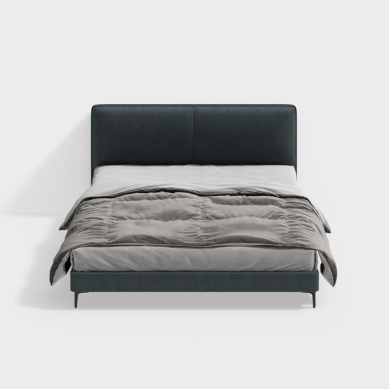 Elegant Low-Poly Bed 3D model for Modern Interiors