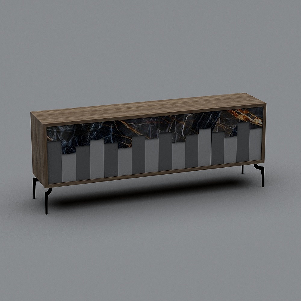 Elegant Low-Poly 3D Model TV Cabinet