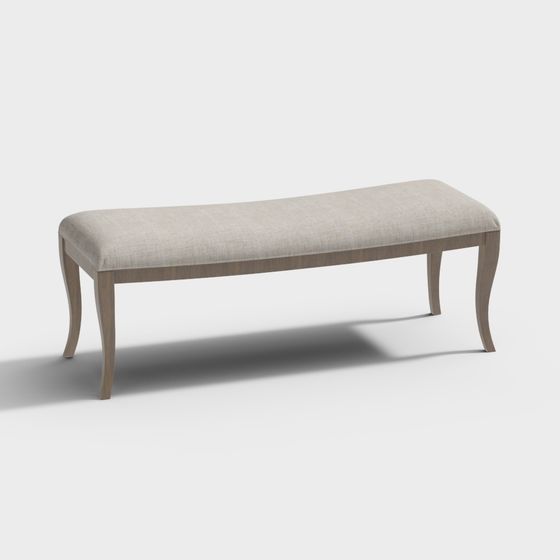 Elegant Linen Bench 3D model for Modern Interiors