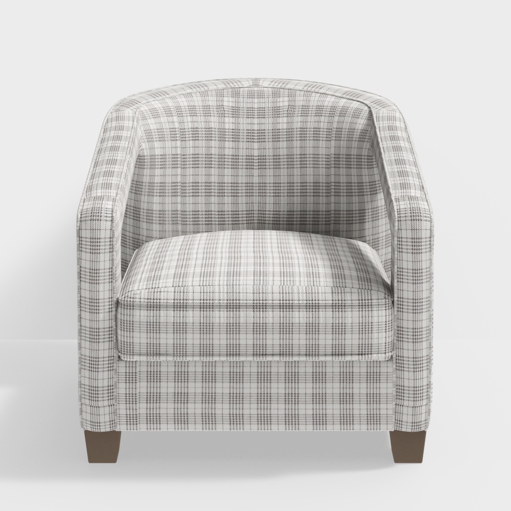 Chic Checkered Fabric Armchair 3D Model – Low-Poly Fabric