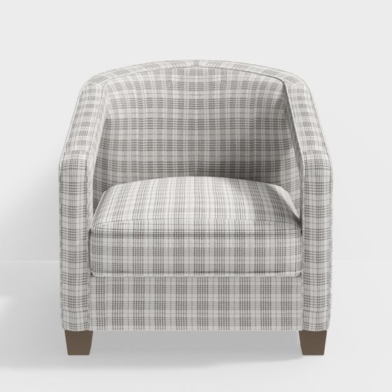 Chic Checkered Fabric Armchair 3D model