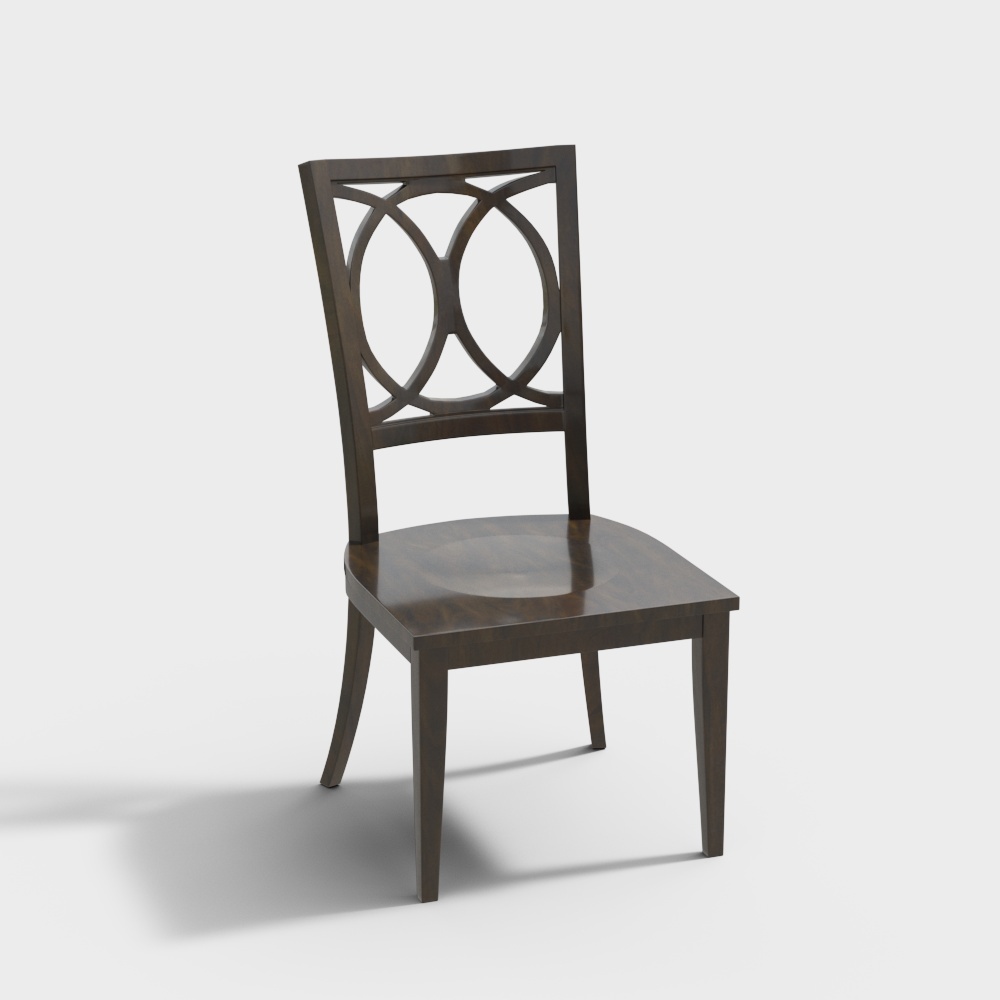 Circle Dot Chair 3D Model – Minimalist Wooden Design