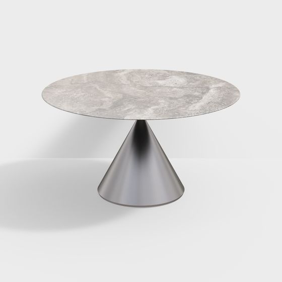 Modern Round Table 3D Model in Golden Finish