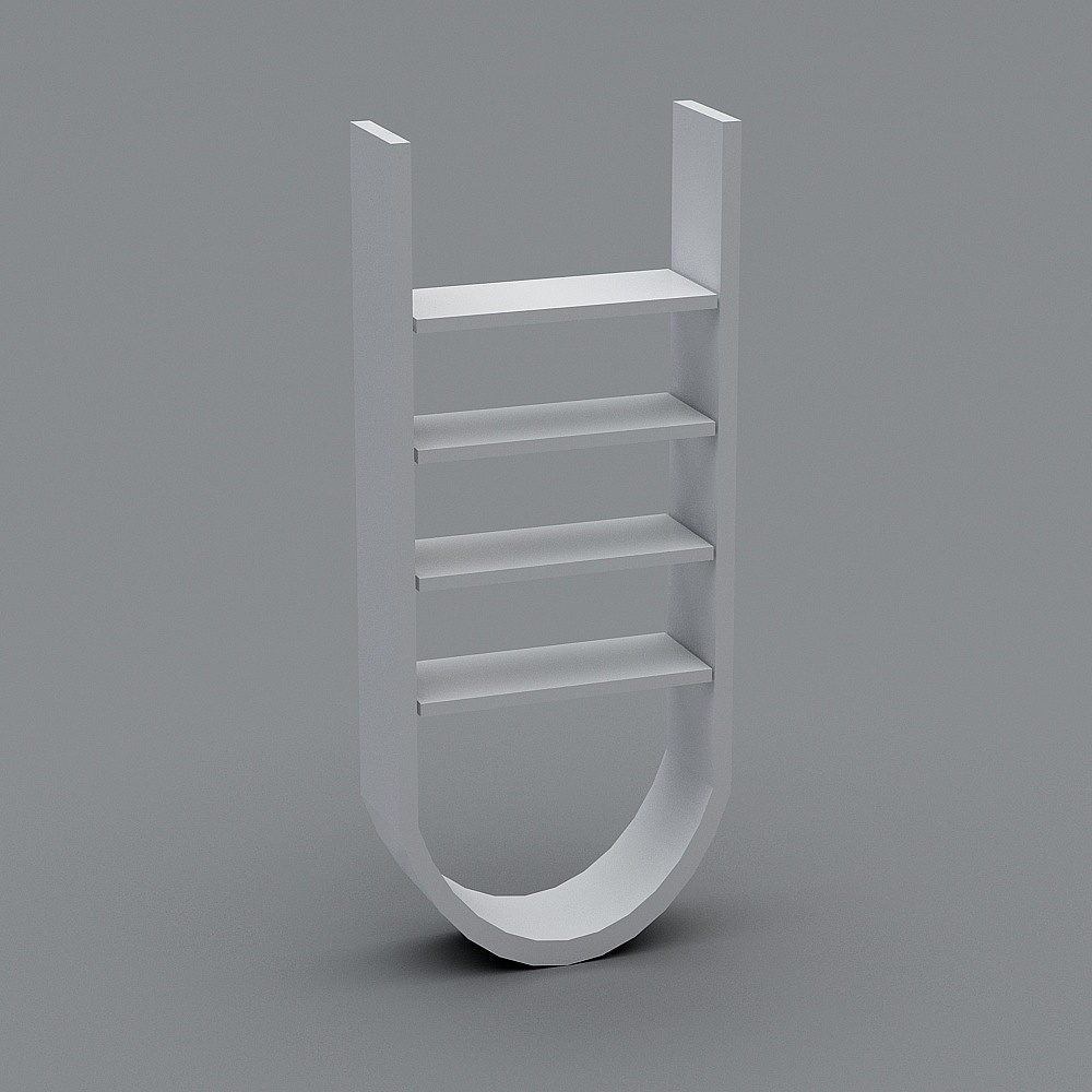 Minimalist U-Shaped Bookshelf 3D model