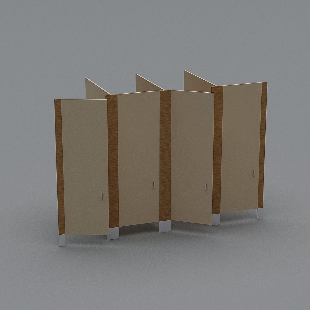 Modern Minimalist Public Restroom Partition 3D model