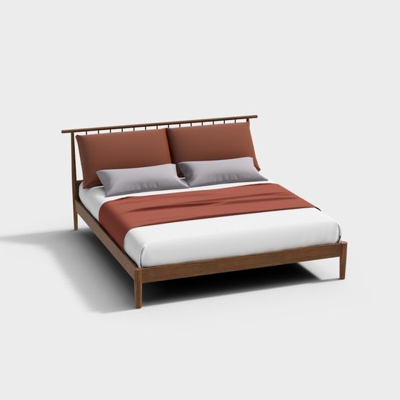 Stylish Scandinavian Bed Frame 3D Model for Modern Interiors