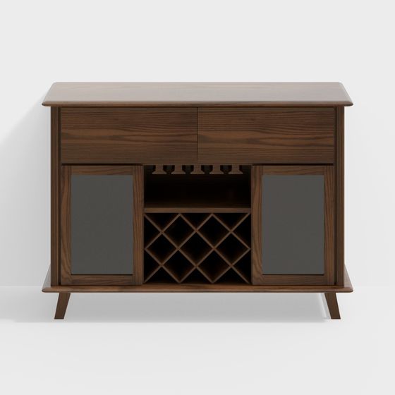 Mid-Century Wine Cabinet 3D model