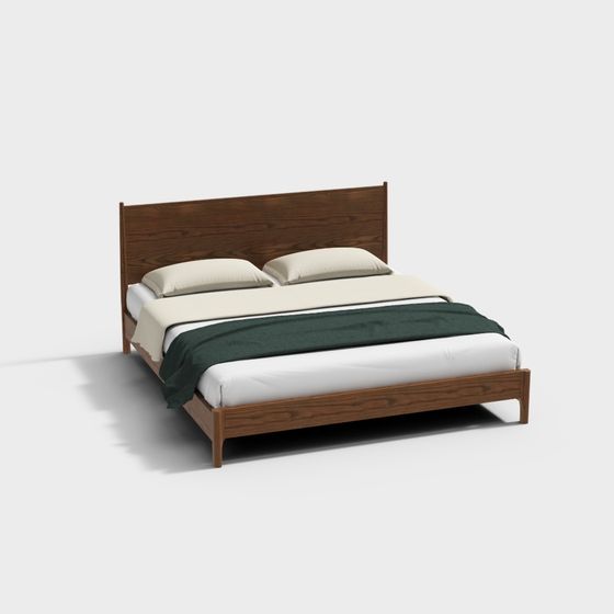 Stylish Low-Polygon Bed 3D model for Contemporary Designs