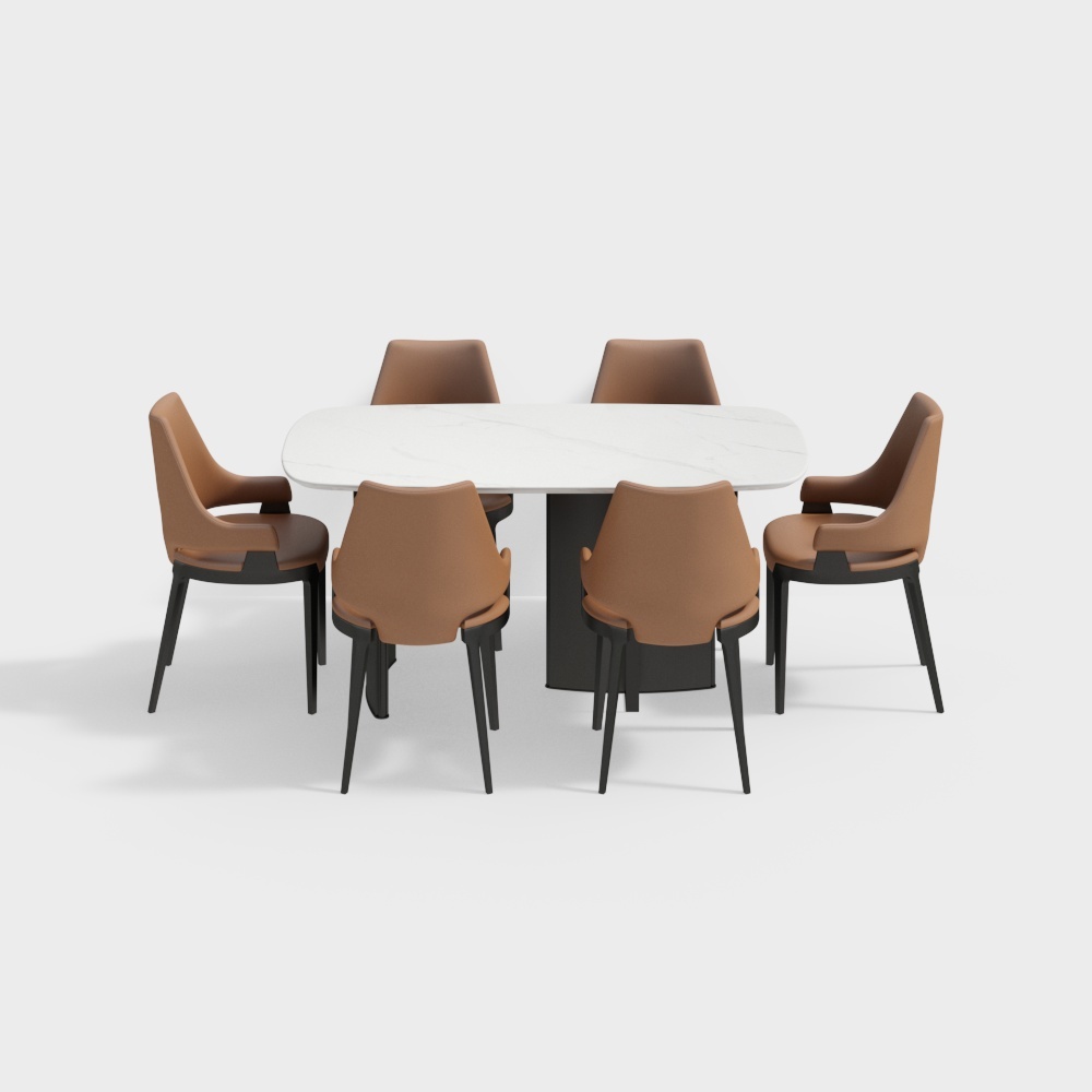 Urban Lounge 3D Model – Marble and Leather Design