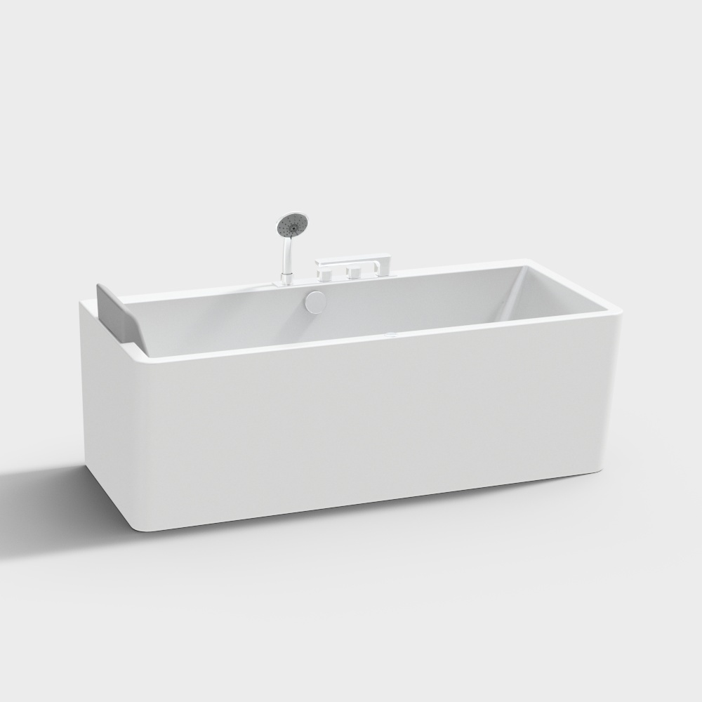 Modern White Bathtubs 3D Model – Minimalist Design