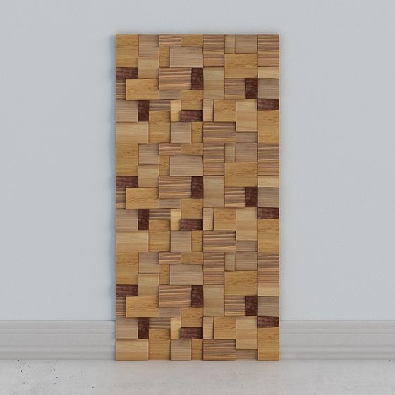 Low-Polygon Wooden Puzzle Wall 3D Model