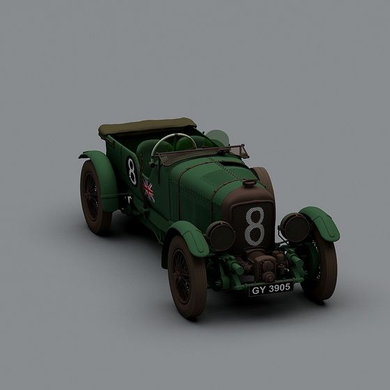 Vintage Low-Poly Race Car 3D Model