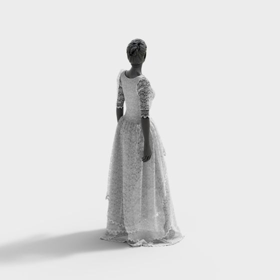 Elegant Lace Dress 3D Model