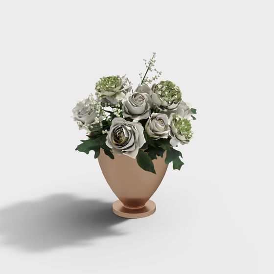 Stylish Flower Vase Low Poly 3D Model for Interiors