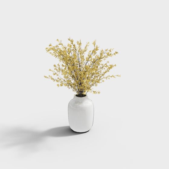 Vase of Golden Leaves 3D model for Artistic Projects