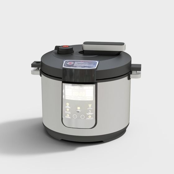 Stylish Pressure Cooker 3D Model in Gray
