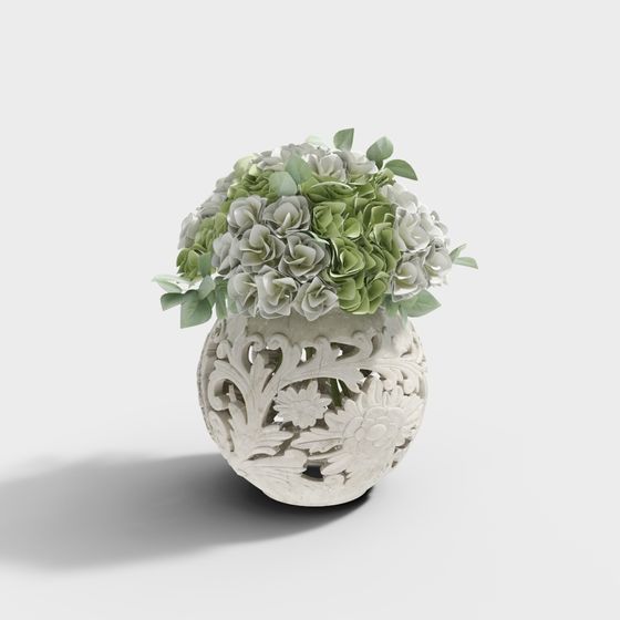 Floral Porcelain Vase 3D model for Artistic Designs