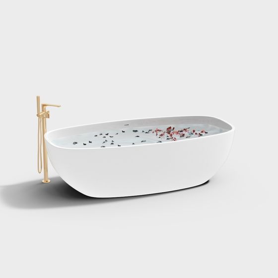 Elegant White Bathtub 3D Model for Bathrooms