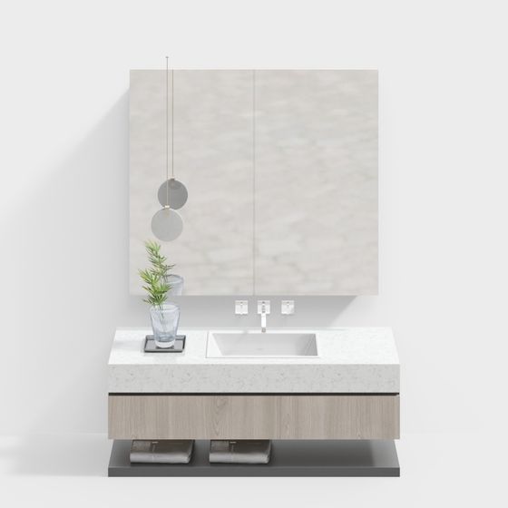 Modern Minimalist Bathroom Cabinet 3D model