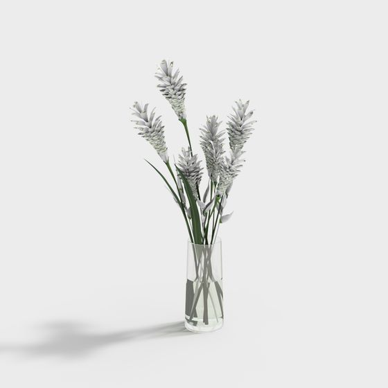 Glass Vase with Silver Flowers 3D model