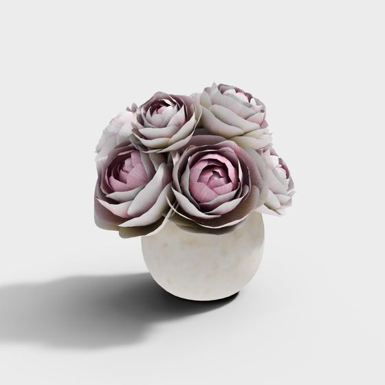 Elegant Low-Poly Rose Vase 3D model
