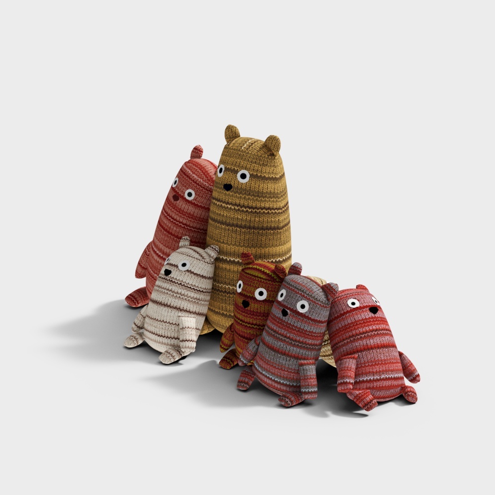 Cute Knitted Plush Monster 3D Model – Low-Poly Plush Toys