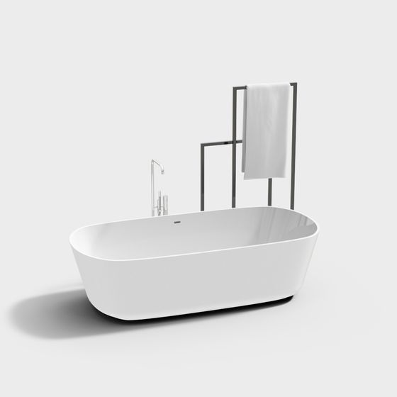 Minimalist 3D Bathtub Model for Modern Interiors