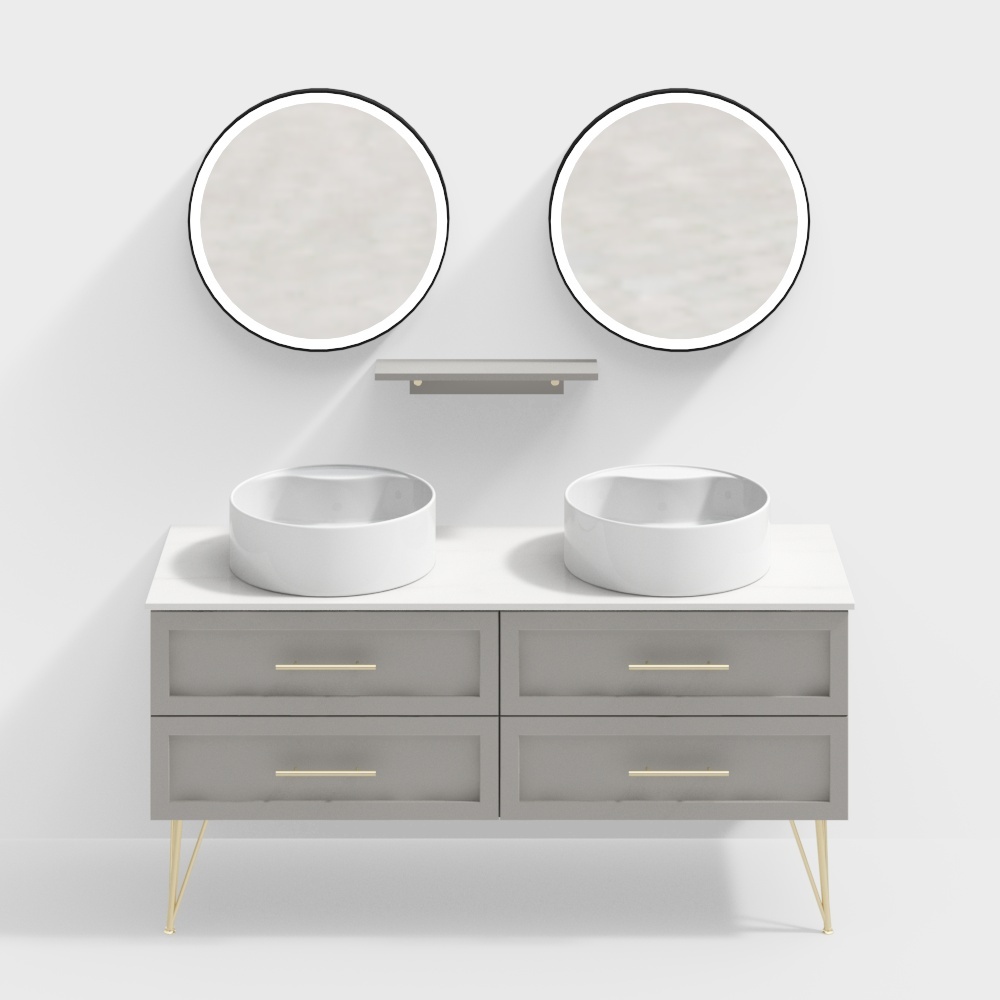 Grey gold-footed double basin 1200