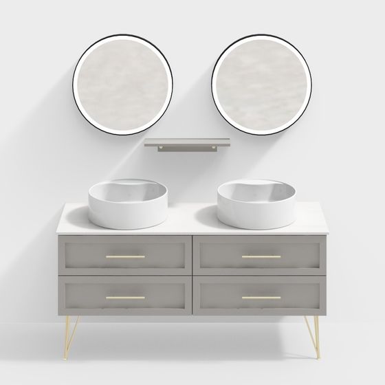 Elegant Double Sink Vanity 3D model