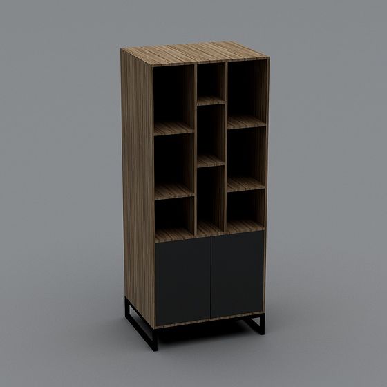 Minimalist Low-Poly Bookshelf 3D Model